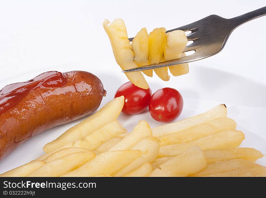 Fried Potato On A Fork