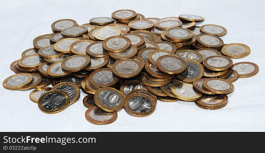 Coins on a white background