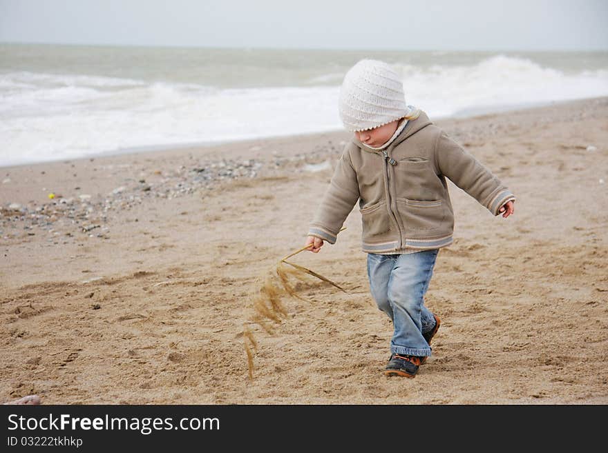 Cute child on sand beach. Cute child on sand beach