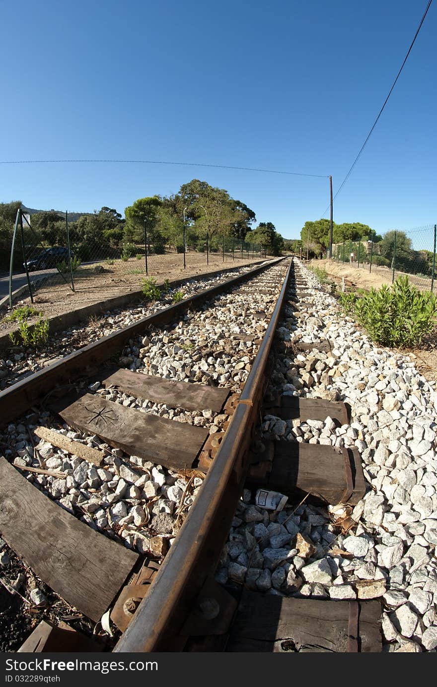 Railway with Clear Sky in Corsica, France. Railway with Clear Sky in Corsica, France