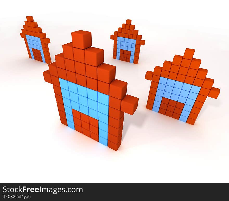 3d buildings like computer icon