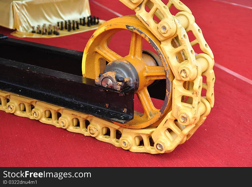 Close-up shot of track chain. Close-up shot of track chain