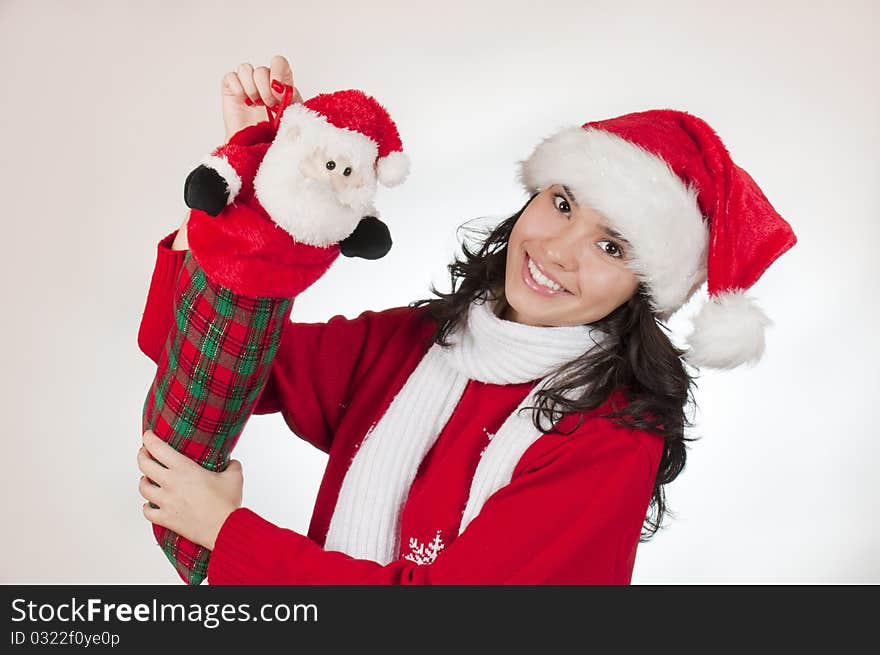 Happy young girl and her gift