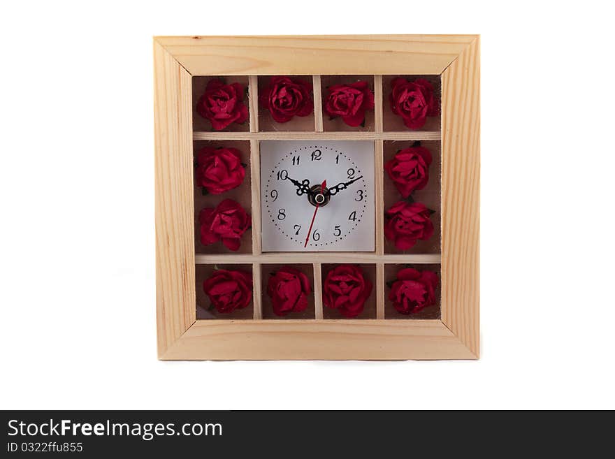 Romantic style clock isolated on white background.