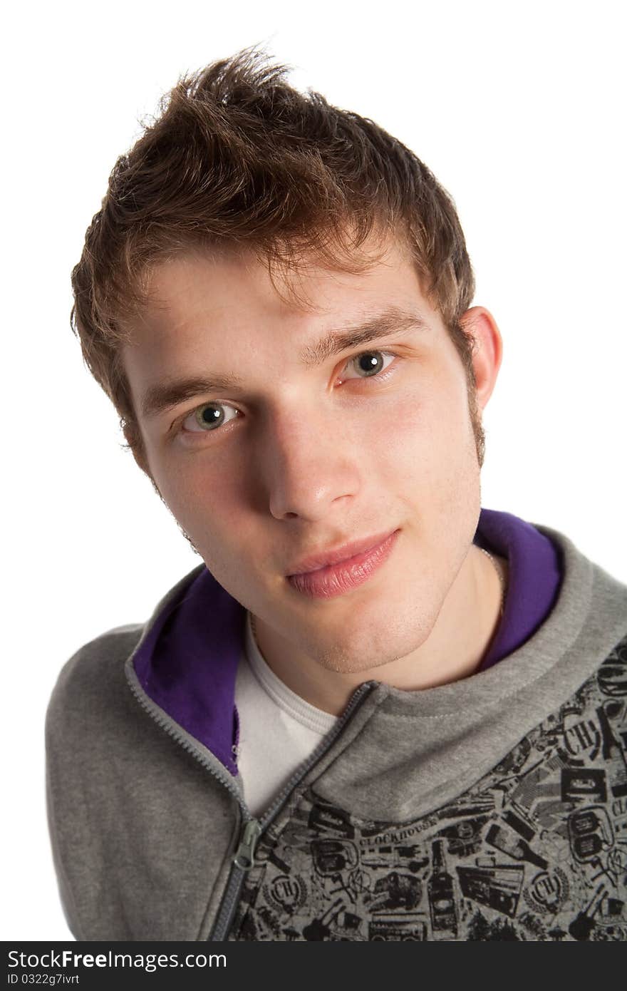 A young man on a white background. A young man on a white background