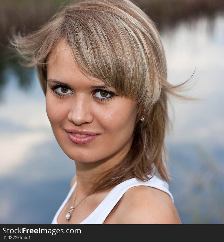 Portrait of a close-up beautiful girl. Portrait of a close-up beautiful girl