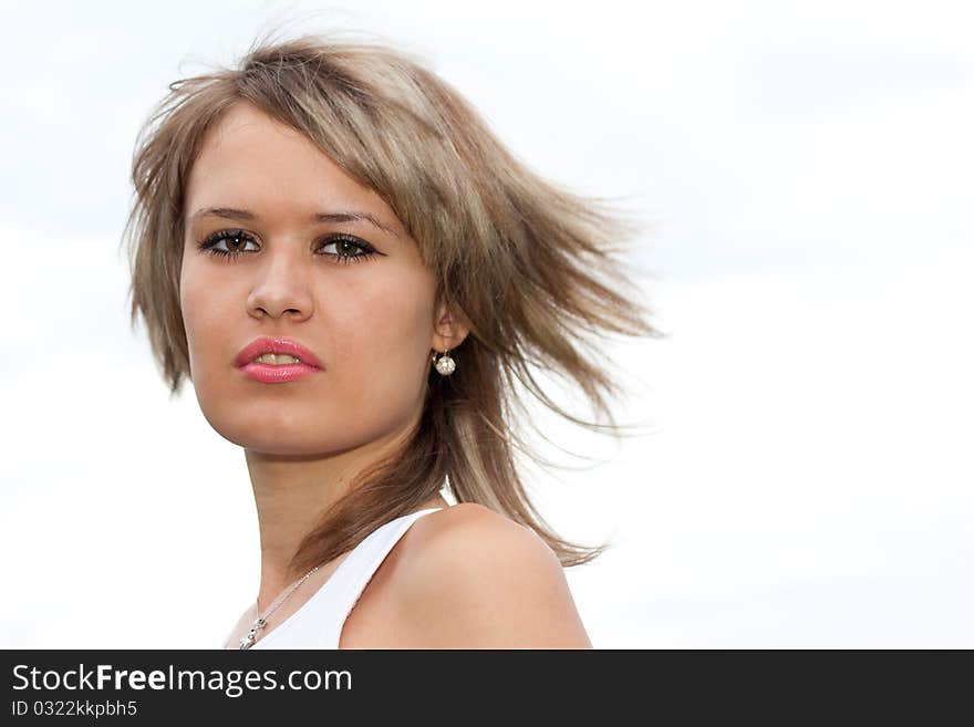 Portrait of a close-up beautiful girl. Portrait of a close-up beautiful girl