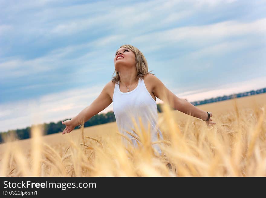 A girl in a wheat field