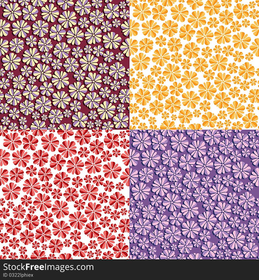 Seamless flowers background, vector pattern