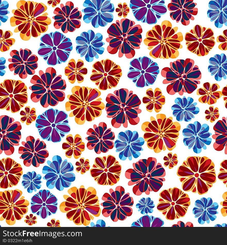 Seamless flowers background, vector pattern