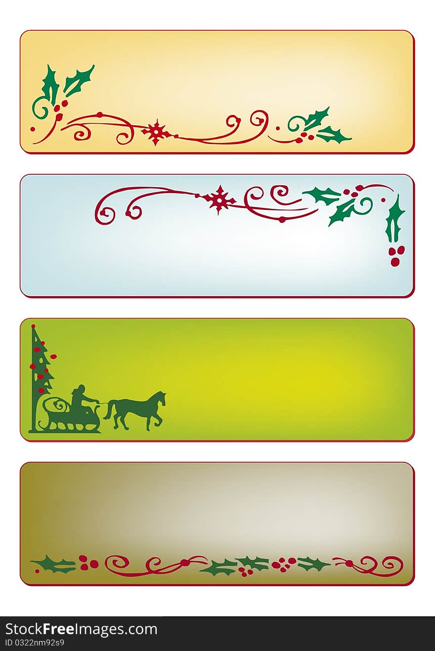 Christmas banners in four different natural colors