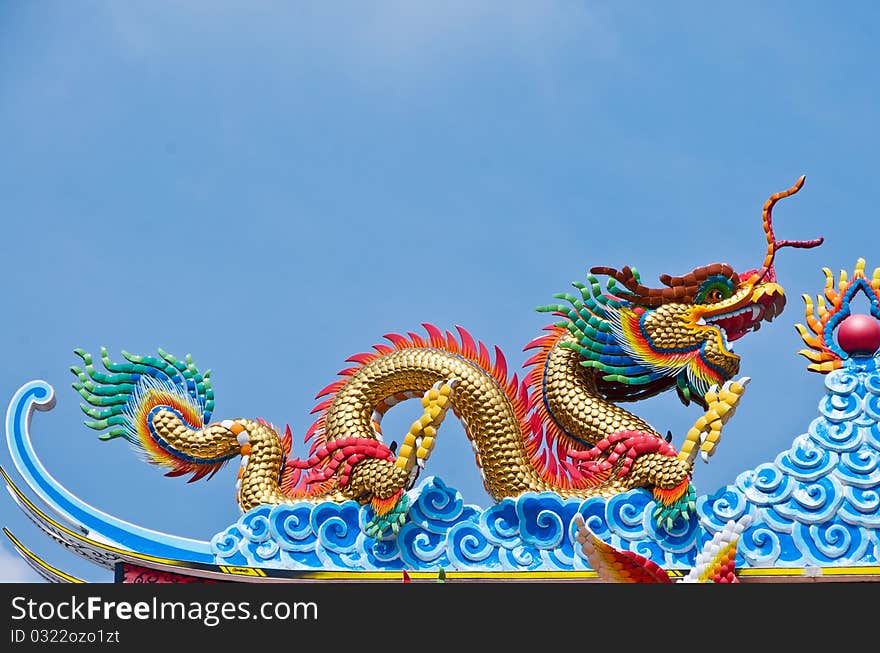 Golden dragon statue