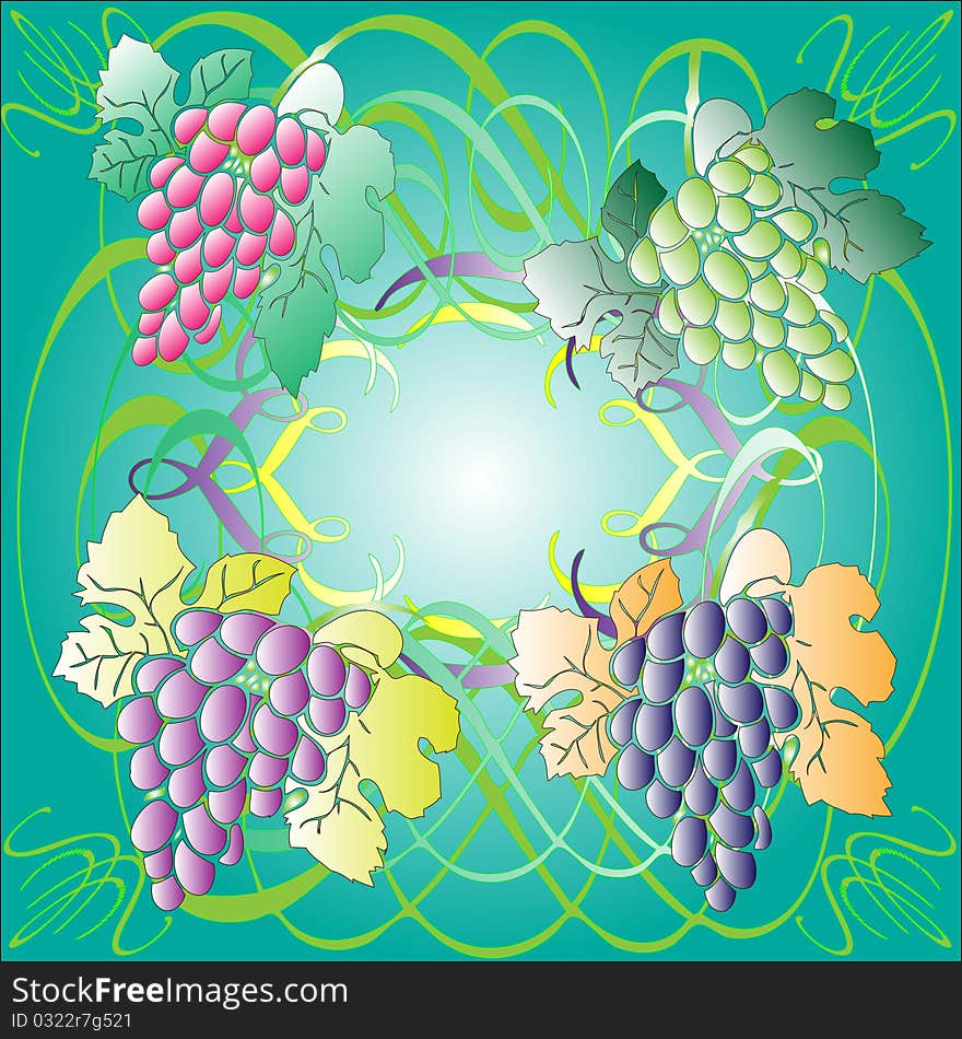 Vine pattern on the stained-glass window. Stylized vine. Vine pattern on the stained-glass window. Stylized vine.