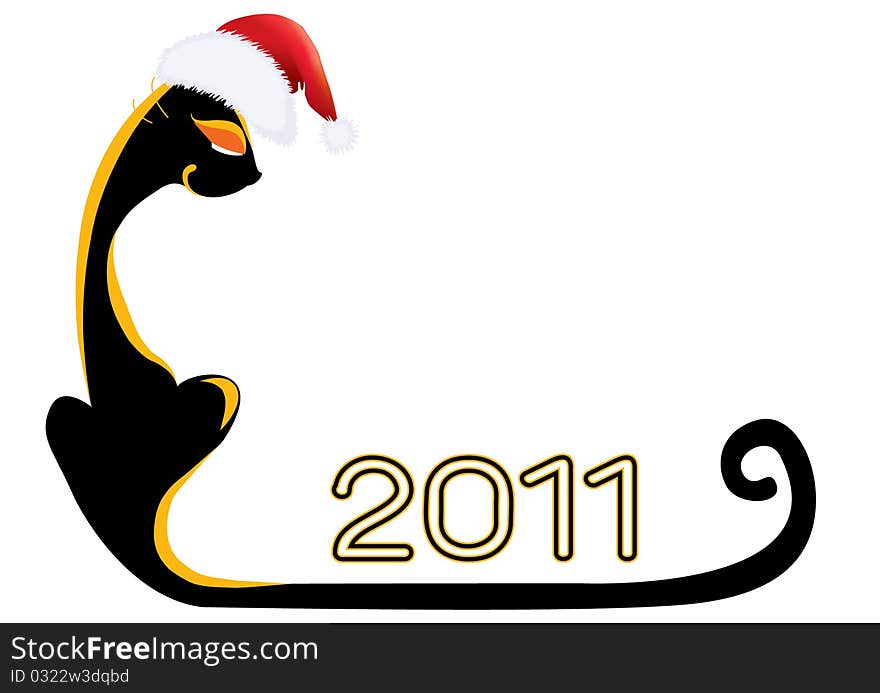 New year cat .Vector image for design. New year cat .Vector image for design