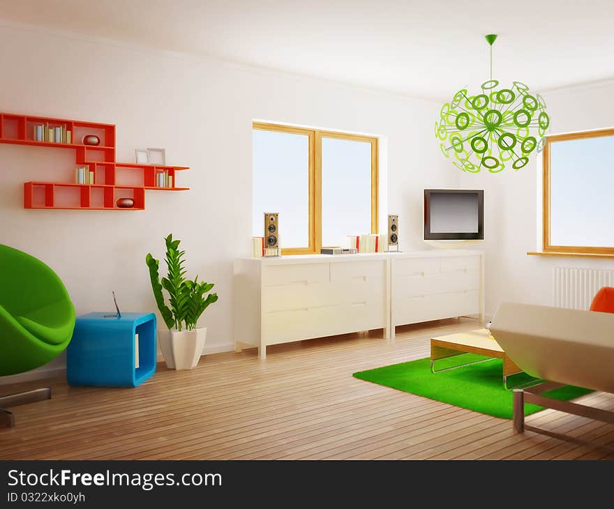 Modern interior room with nice furniture inside