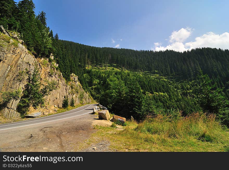 Mountain landscape with road in Romania. Mountain landscape with road in Romania