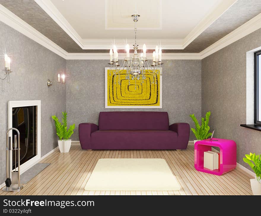 Modern interior room with nice furniture inside