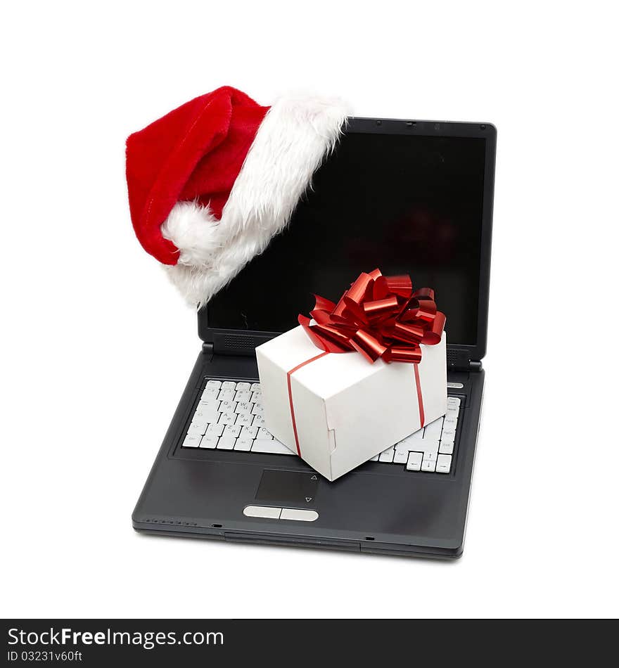 Santa Hat on a Laptop