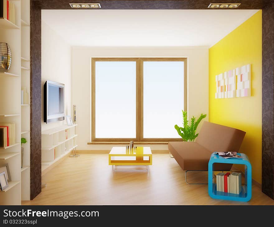 Modern interior room with nice furniture inside