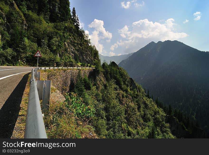 Mountain landscape with road in Romania. Mountain landscape with road in Romania