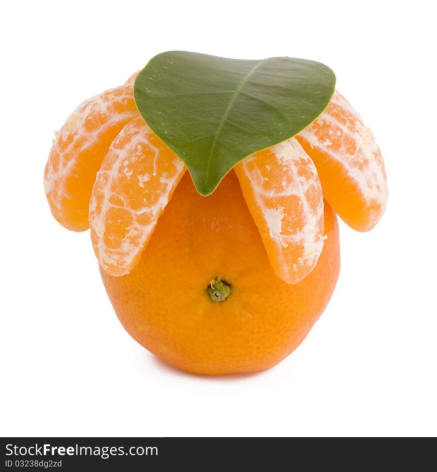 Tangerine with leaf