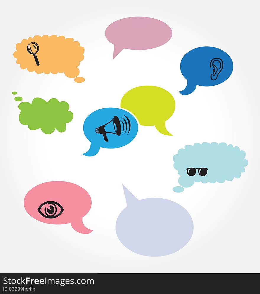 Color speech balloons with icons