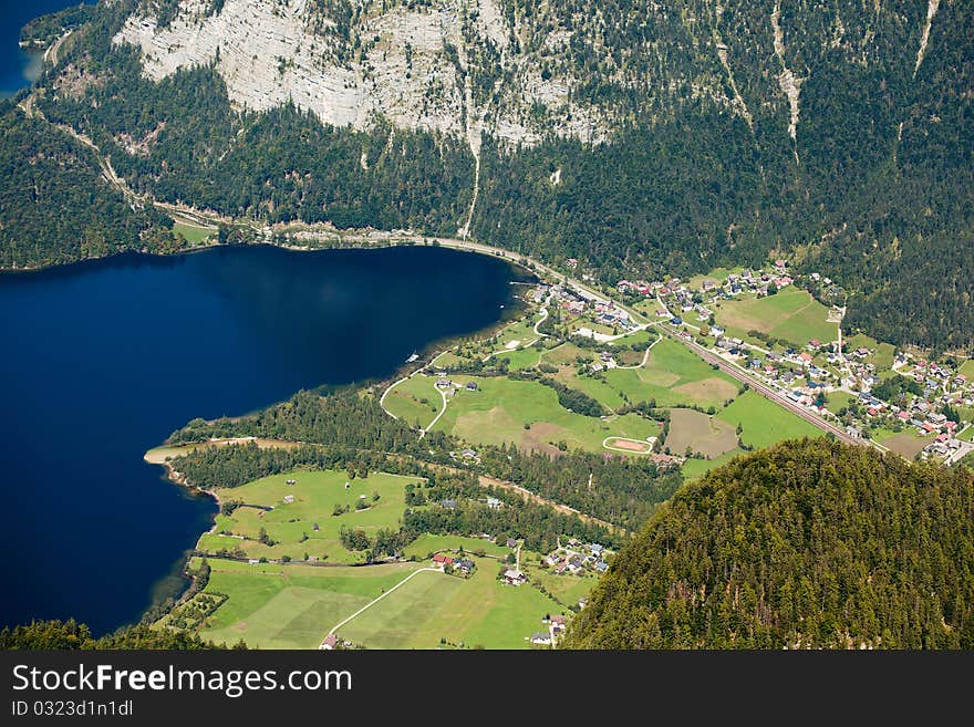 Bird-eye view at Alpine village