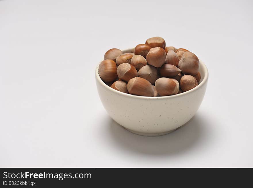 Studio photo of hazelnut isolated in white background. Studio photo of hazelnut isolated in white background