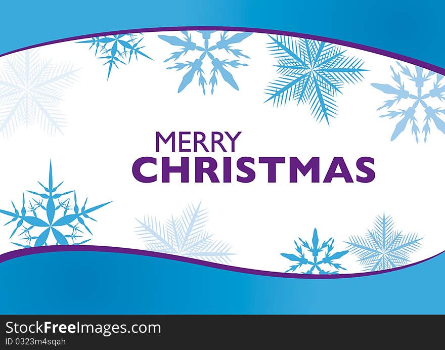 Blue colored background for Christmas with snowy flakes.