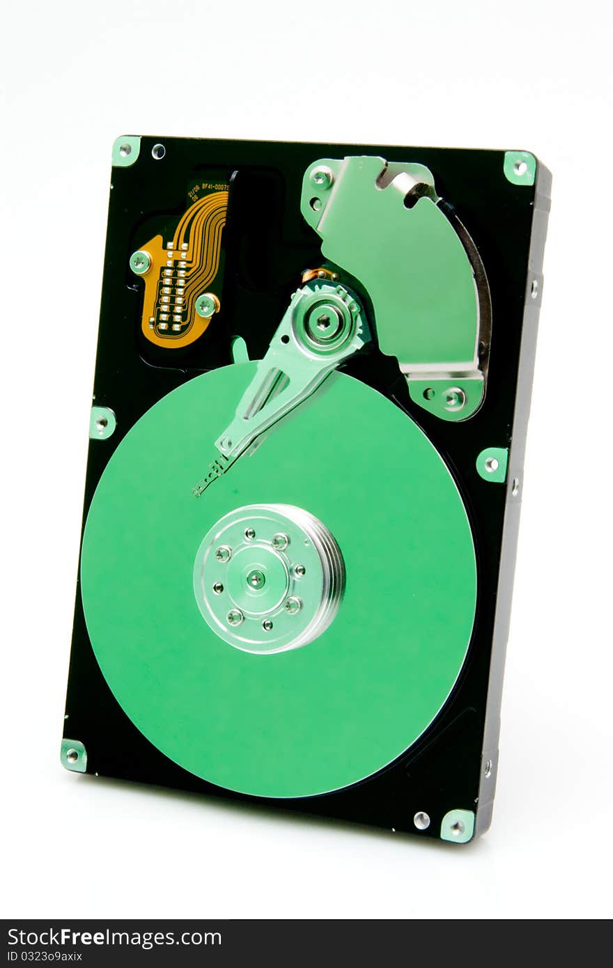 Harddrive with green reflection