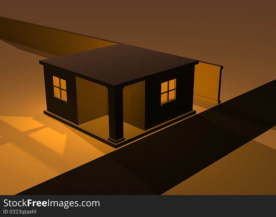 3d rendered illustration with a house