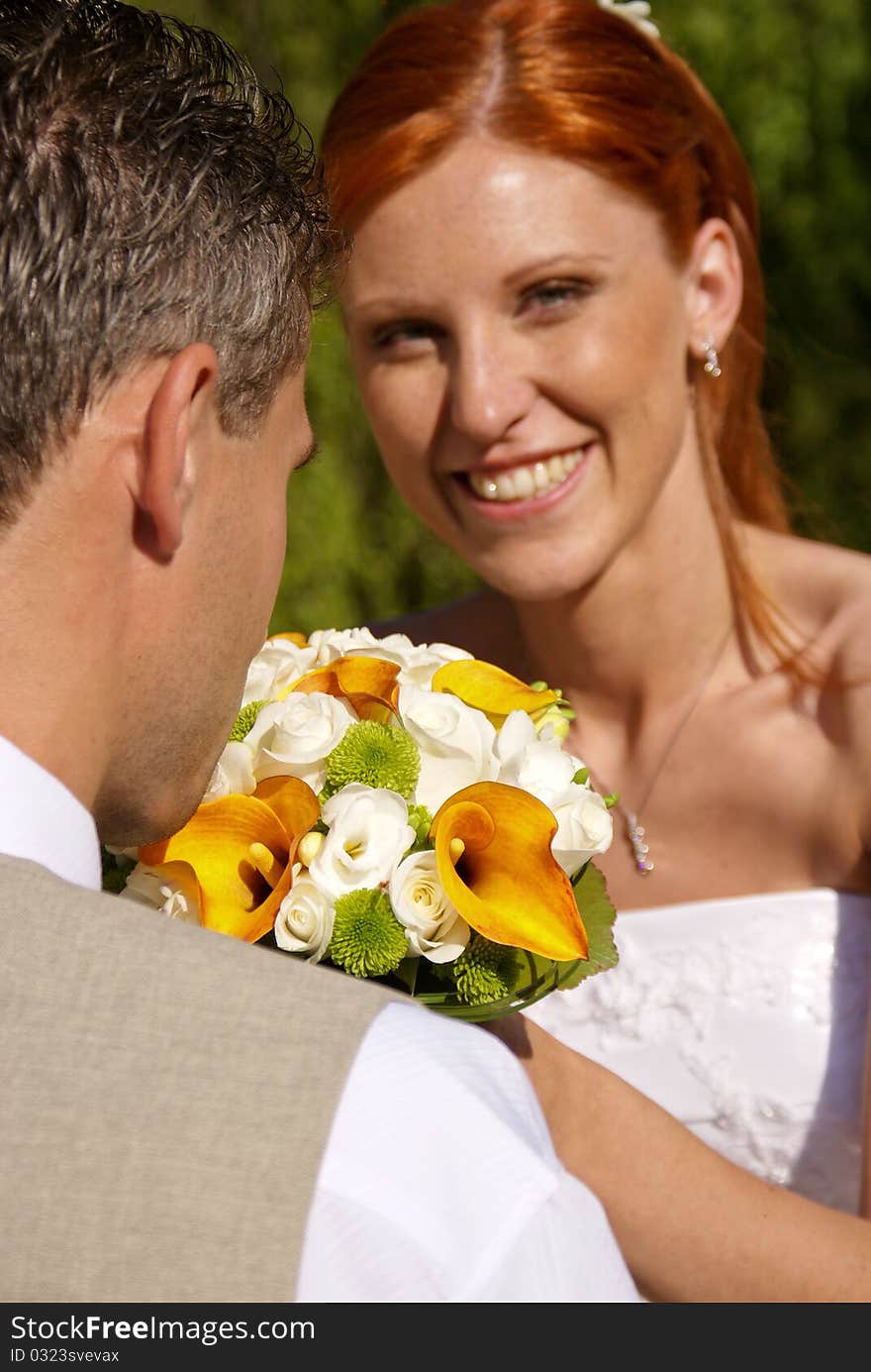 Young Bride With Flowers.