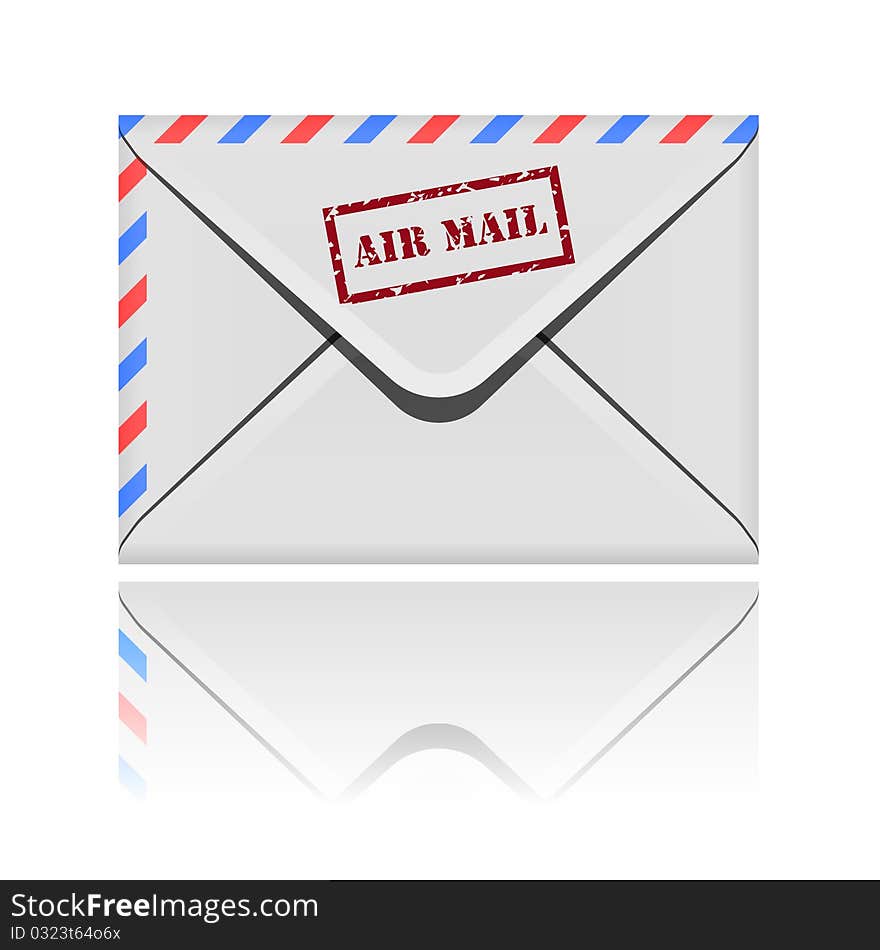 Closed envelope icon with reflection