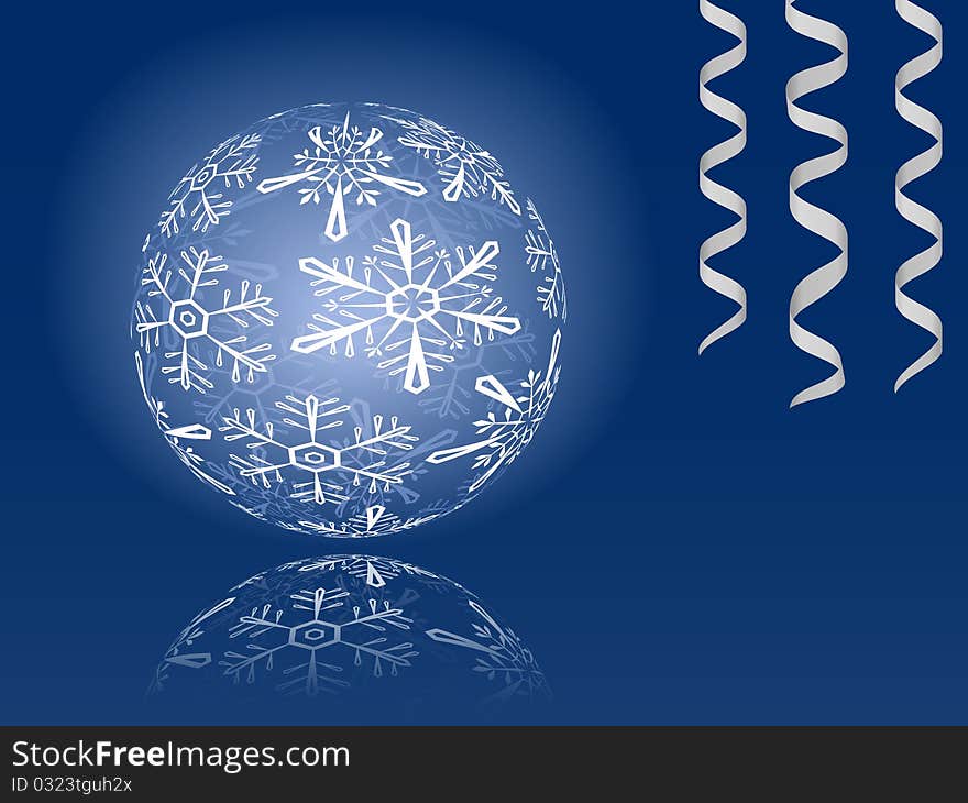 Blue shiny snowflakes ball illustration