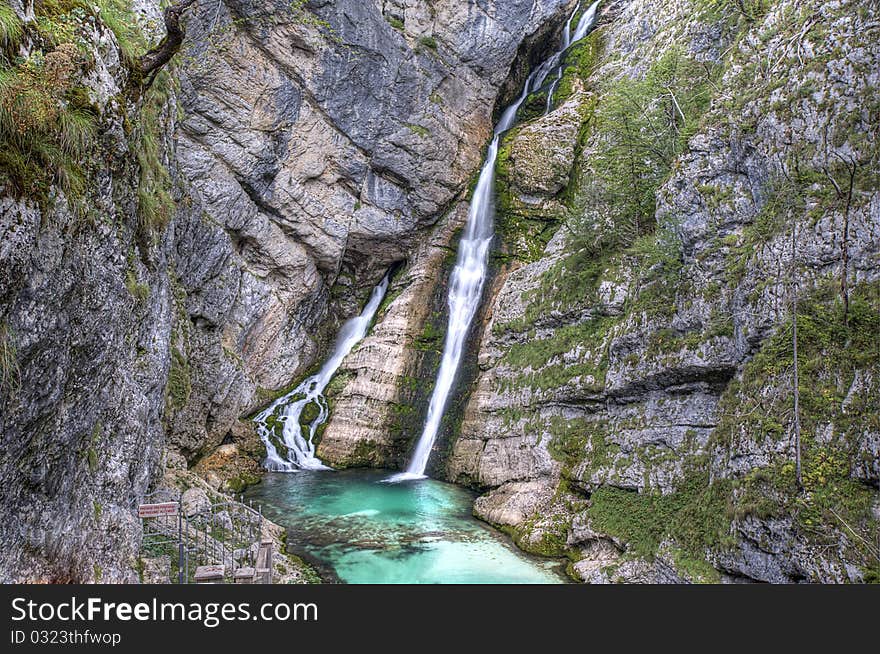 A photo of most know waterfall in Slovenia. A photo of most know waterfall in Slovenia