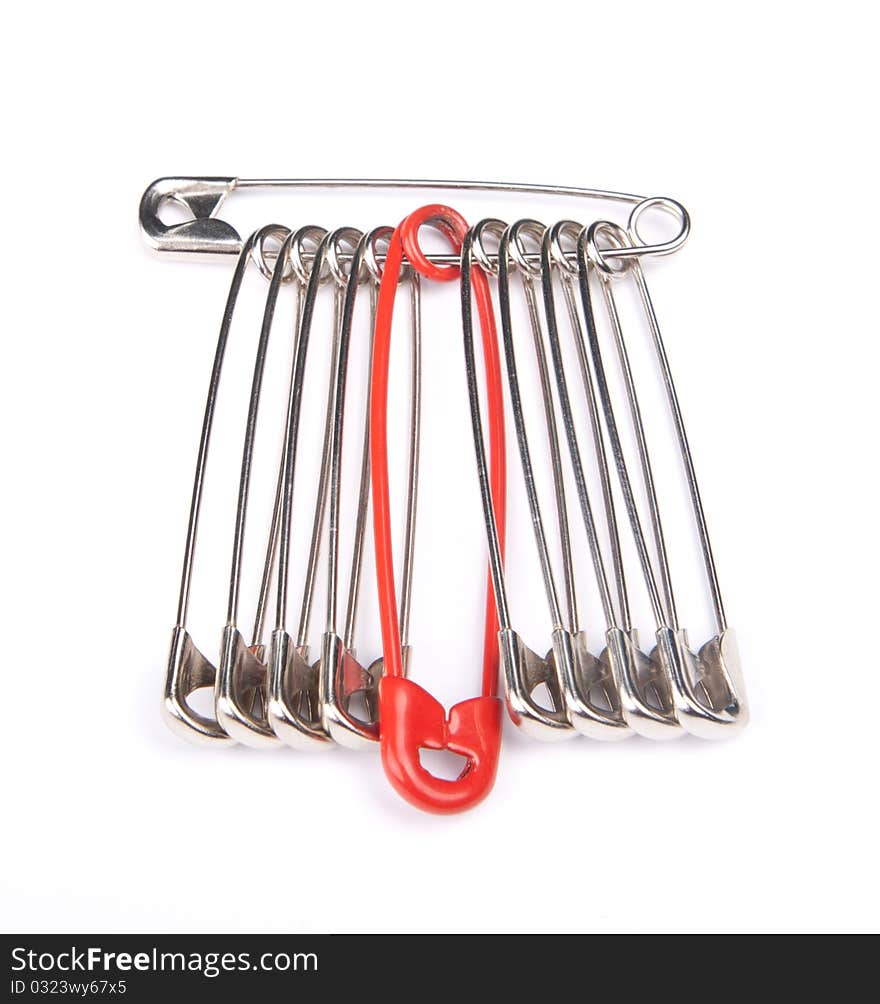 Safety pins with one red