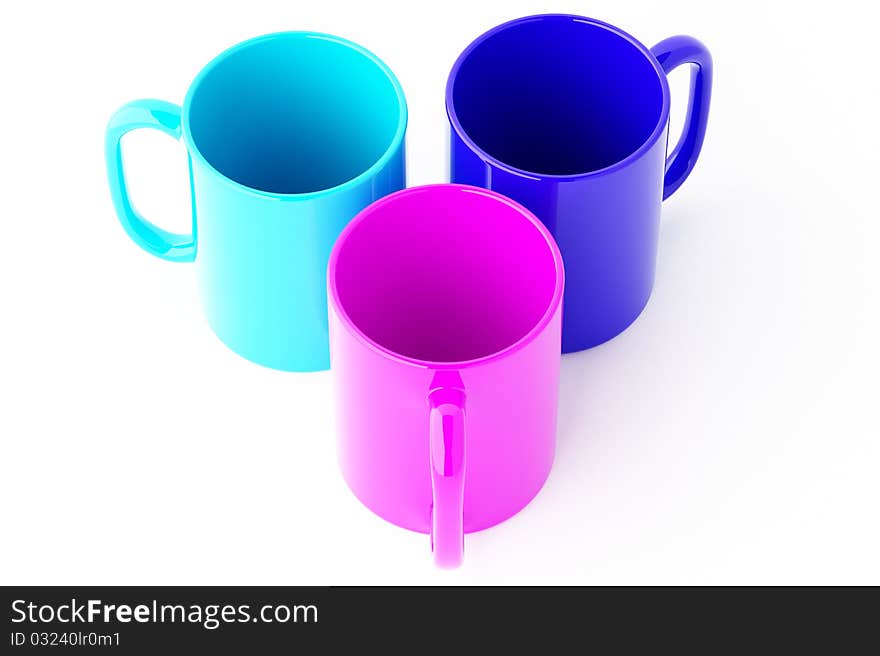 Three Isolated Empty Mugs