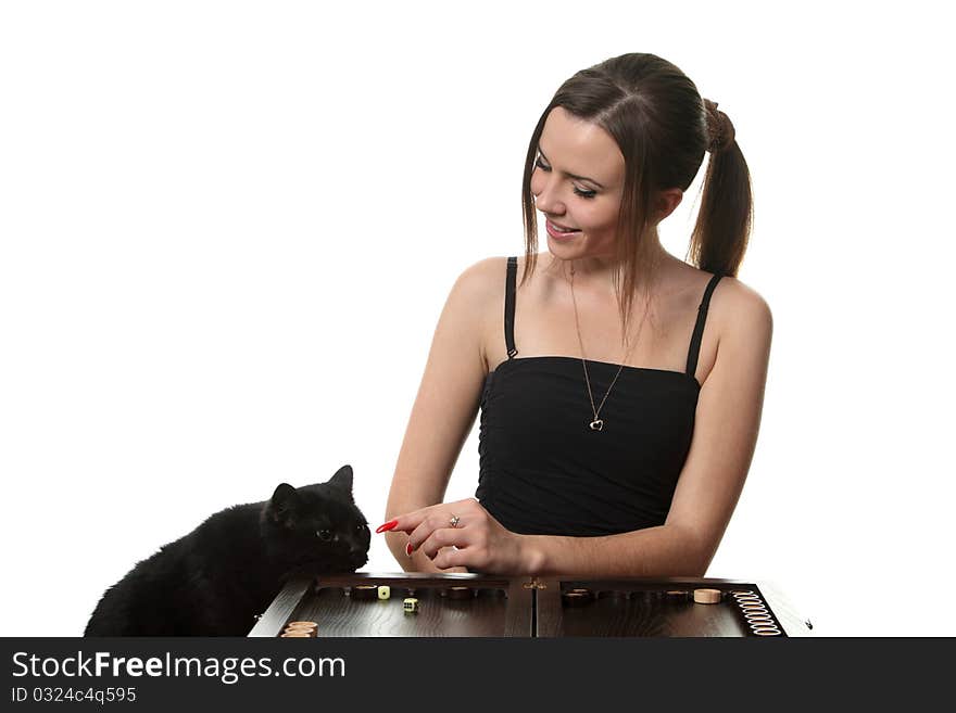 Woman Play Backgammon