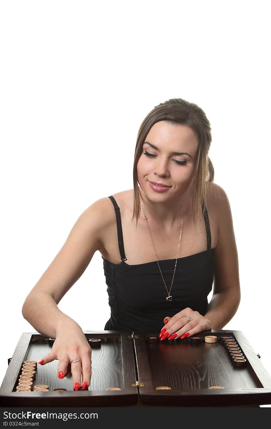 Woman Play Backgammon