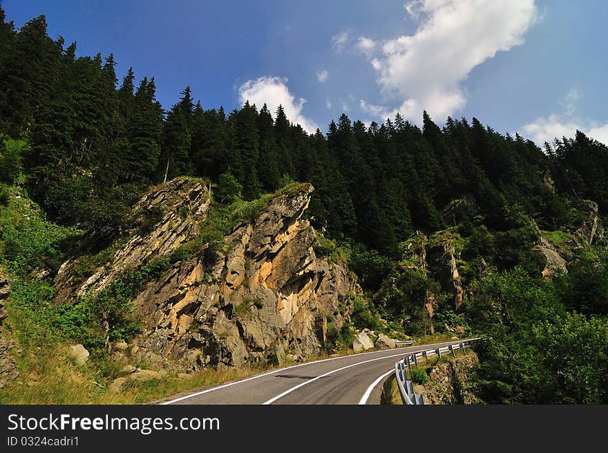 Mountain landscape with road in Romania. Mountain landscape with road in Romania