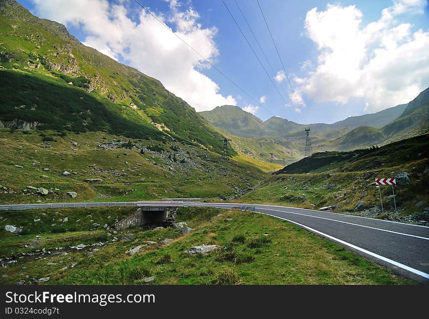 Mountain landscape with road in Romania. Mountain landscape with road in Romania