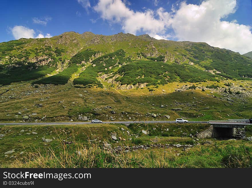 Mountain landscape with road in Romania. Mountain landscape with road in Romania