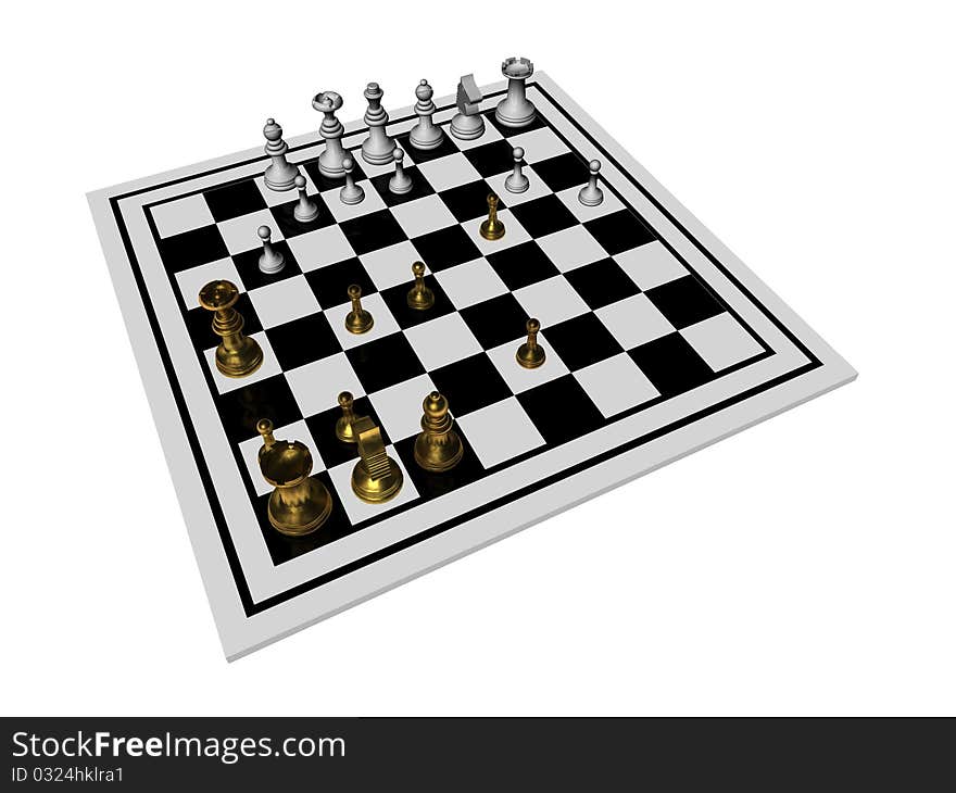 Chessboard with figures on Business Strategy - isolated