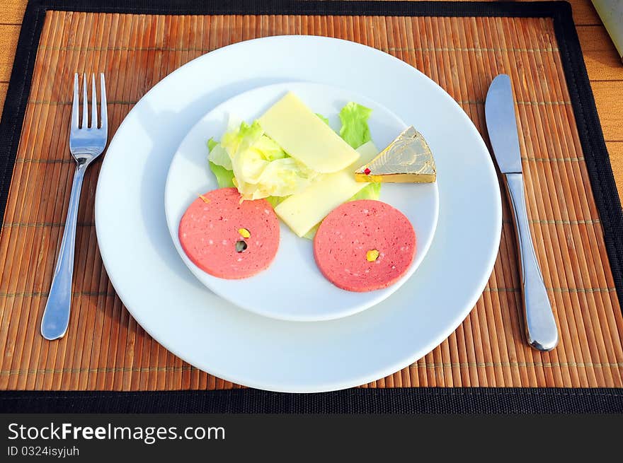 A breakfast plate on table