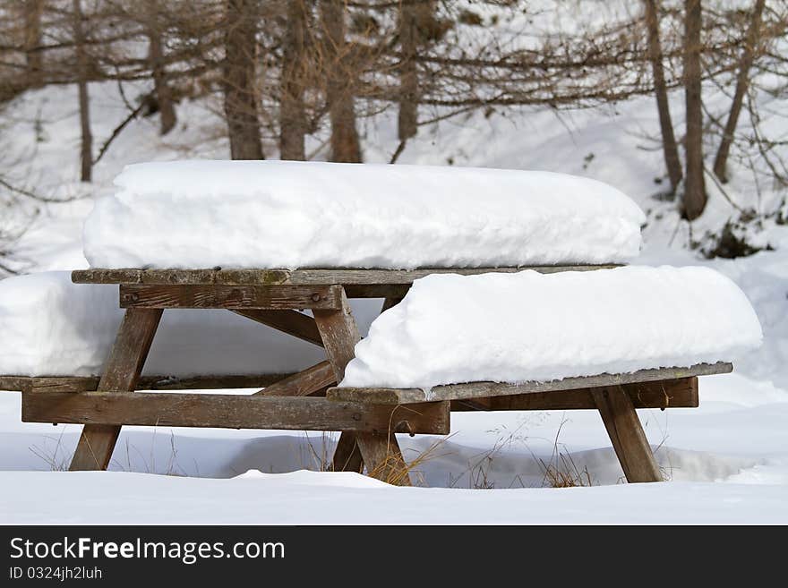 Table under snow