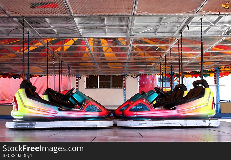 The Dodgem Cars on a Fun Fair Amusement Ride.