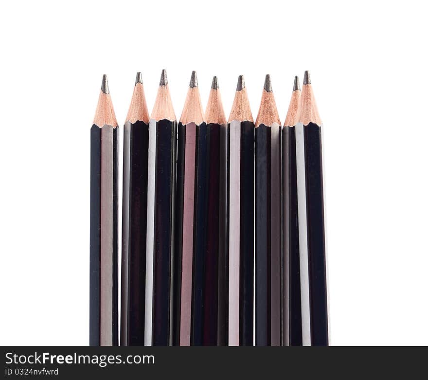 Pencils on a white background