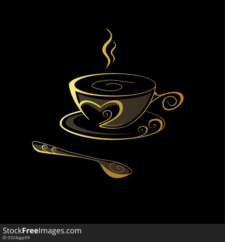 Gold with spoon. Vector illustration. Gold with spoon. Vector illustration