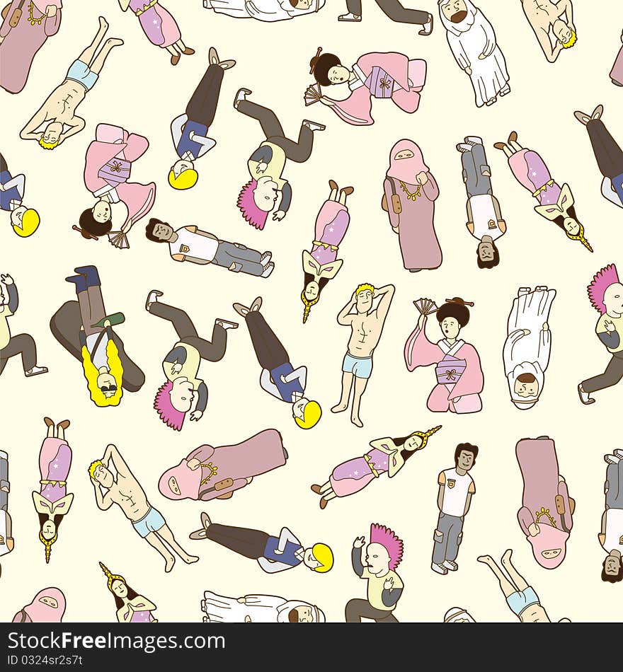 Seamless people pattern, illustration