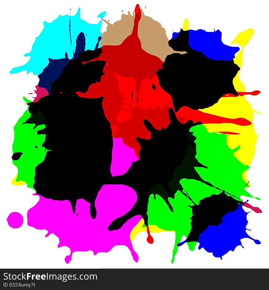 Image of black smudges on white paper. Vector.